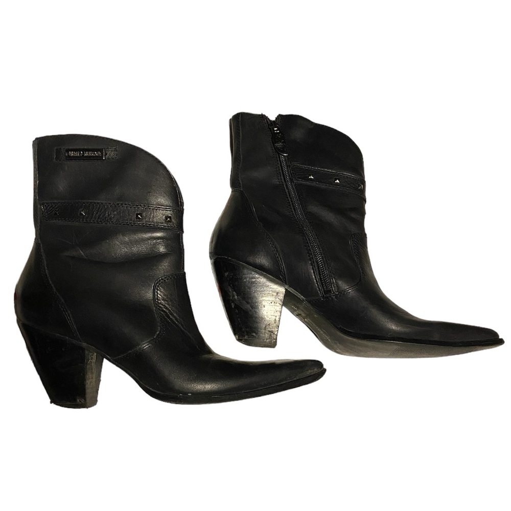 Harley-Davidson Women’s Black Leather Zippered Heeled Boots (D85441), Size 7.5